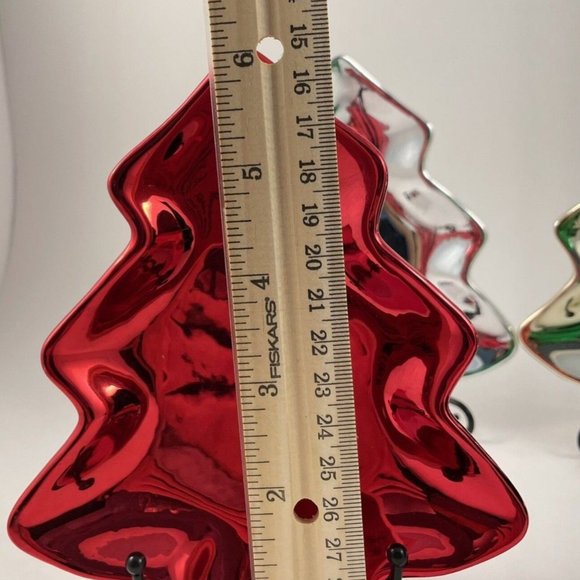 Holiday Tree Plates by Trimmings Etc. 4 Ceramic Metallic Small Serving Plates - Picture 6 of 11